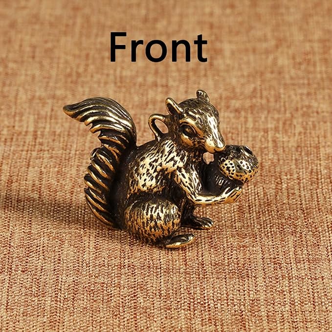 2pcs Brass Squirrel Figurines 1.6x1.2x0.6in Small Incense Holder Brass Animals Decor Antique Bronze Statue Ornament Desk Decoration Keychains