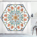 Ambesonne Antique Shower Curtain, Ottoman Turkish Floral Pattern Tulips Medieval Baroque Effect on Dated Art, Cloth Fabric Bathroom Decor Set with Hooks, 69" W x 84" L, Soft Blue