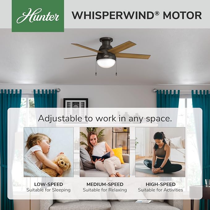 Hunter Anslee, Indoor, Ceiling Fan, with LED Light, 46 inch, Premier Bronze
