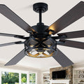 Dawn Whisper Black Ceiling Fans with Lights 72 Inch Farmhouse Ceiling Fan with Remote Quiet Reversible DC Motor 6 Speeds 8 Blades Large Industrial Chandelier Fan for Living Room Bedroom