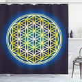 Ambesonne Abstract Shower Curtain, Nature Spirals Flower of Life Energy Illustration, Cloth Fabric Bathroom Decor Set with Hooks, 69" W x 84" L, Violet Blue Indigo