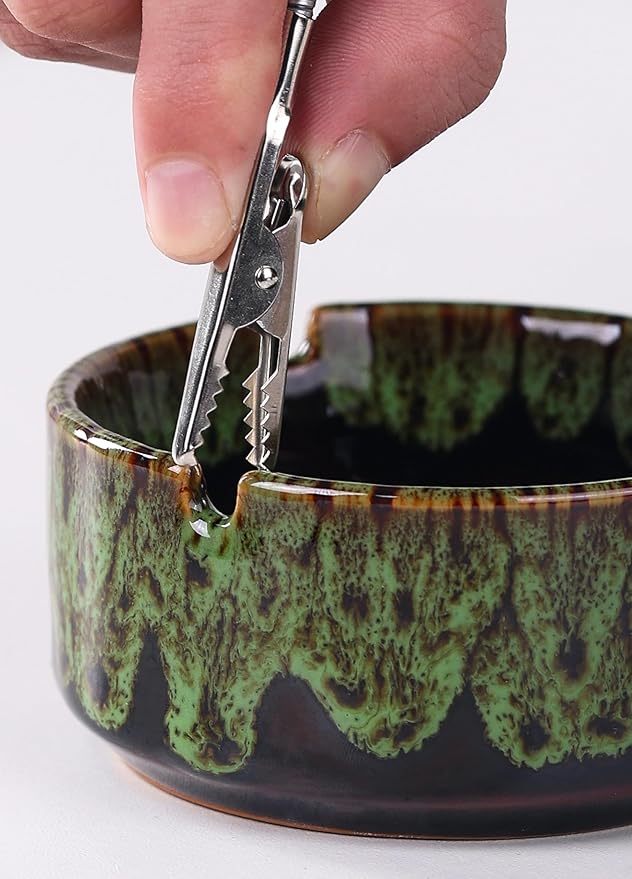 Modern Incense Holder with Flexible Metal Stand, Silver Ash Collector Base, Minimalist Design for Home Meditation and Aromatherapy. (Green + Clip)