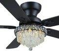 GJeg Crystal Ceiling Fan Fandelier with Lights-Ceiling Fans with Remote Control,Modern Ceiling Fan with Noiseless DC Reversible Motor,Dining Room,Living Room(52" Black)