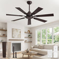 ZMISHIBO 52“ Ceiling Fans No Light with Remote, Bronze Farmhouse Ceiling Fan Without Light, Quiet Reversible DC Motor 6 Speeds, 7 Blades Indoor/Outdoor Ceiling Fan for Living Room Bedroom Patio Garage
