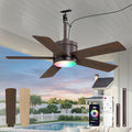 Fanbulous 42" Outdoor Ceiling Fans with Lights, APP Remote Control, IP65 Waterproof, RGB Dimmable Light, Plug-and Play,10FT Cord, 6-Speeds, 3CCT, Hook Hanging Fan for Gazebo Patio Canopy(Oil-Bronze)