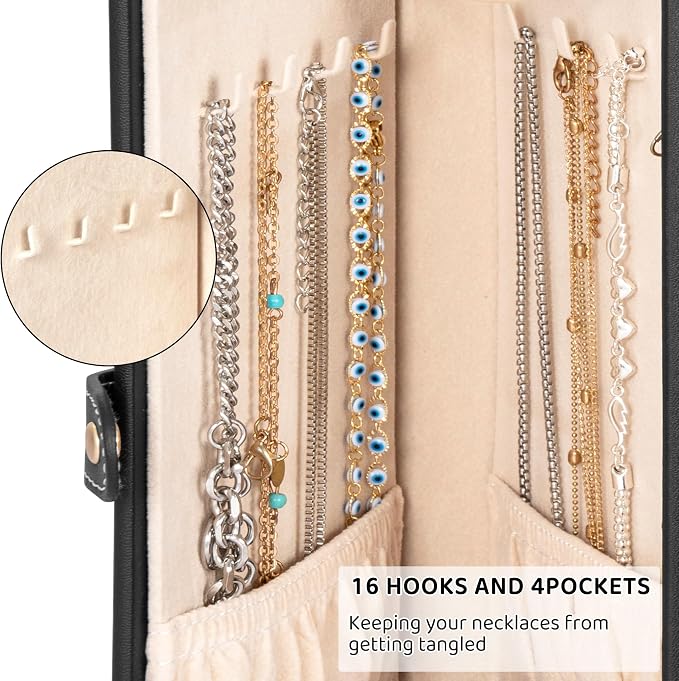 AKOZLIN 6-Tier Jewelry Box Lockable Leather Jewelry Storage Case with 5 Drawers for Women Girls Ring Necklace Earring Bracelet Holder Organizer with Mirror