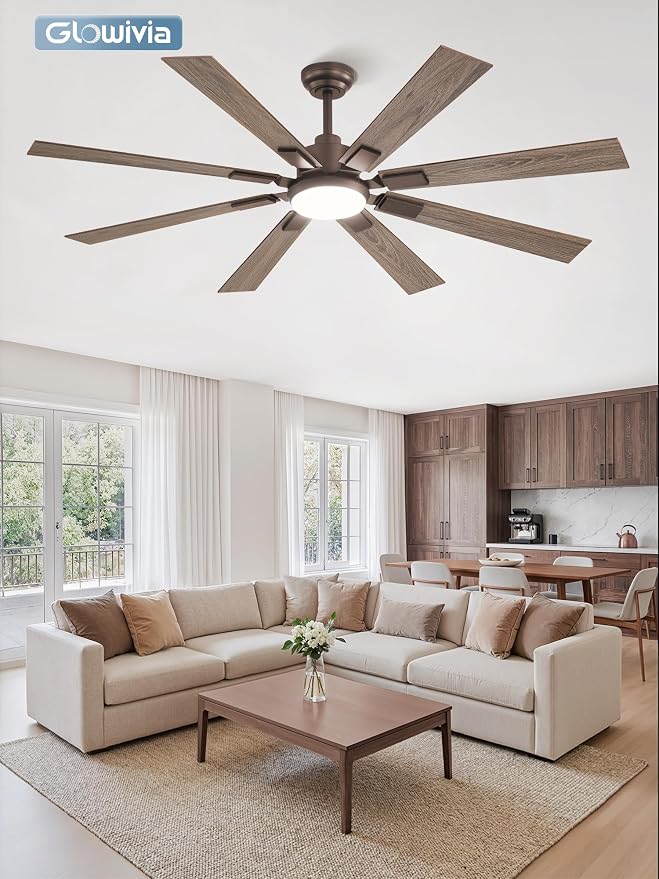 65 Inch Ceiling Fans with Lights and Remote&APP Control, Bronze Smart Ceiling Fan with 3000-6000K Dimmable, 6 Speeds Quiet Reversible Motor, Indoor/Outdoor Ceiling Fan for Living Room Bedroom