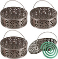 4Pcs Portable Mosquito Coil Holder, Coil Incense Holder with Handle Round Heat-Resistant Mosquito Incense Burner for Indoor Outdoor Hanging Camping Patio (Bronze)
