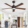 52 Inch Ceiling Fan with Lights and Remote, Smart APP Control, Dimmable with All-Setting Memory, Quiet DC Motor Reversible Blades, Damp Rated Modern Ceiling Fan for Bedroom Patio Living Room