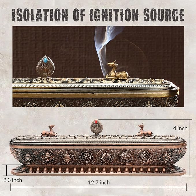 Incense Holder for Sticks Incense Burner with Ash Catcher Incense Stand for Yoga Meditation Home Office Decor - Red Bronze