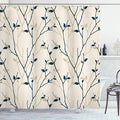 Ambesonne Leaf Shower Curtain, Branches in The Fall Trees Stem Twig Last Few Leafage Minimalistic Design Art, Cloth Fabric Bathroom Decor Set with Hooks, 69" W x 70" L, Beige Dusk