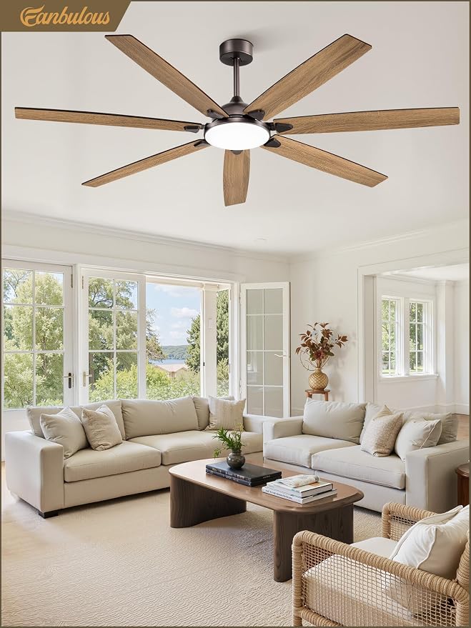 Fanbulous 72 Inch Large Ceiling Fans with Lights,Oil Bronze Modern Ceiling Fan with Quiet DC Motor, 3CCT, Indoor/Outdoor Ceiling Fan with Dual Finish Reversible 7 Blades, Timer for Living Room, Patio
