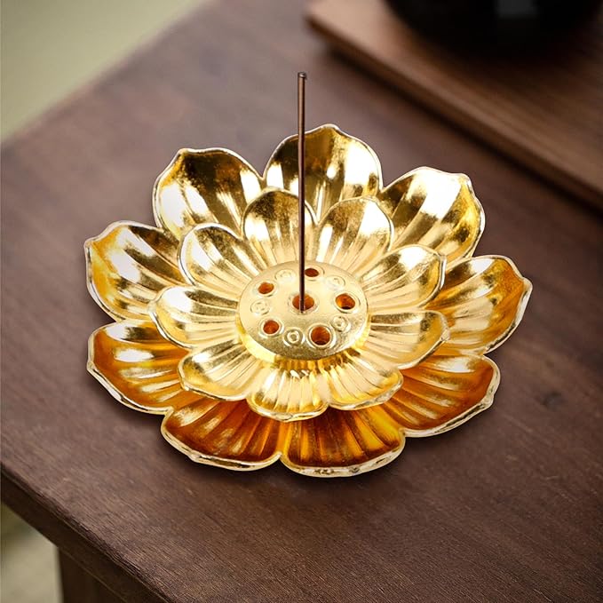 60 Pcs Alloy Incense Holder, Incense Burner, Incense Holder for Sticks with Detachable Ash Catcher Lotus Shape Incense Stick Holder for Home Décor