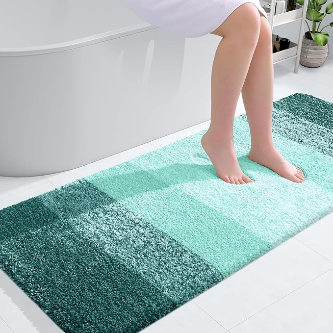OLANLY Large Bathroom Rugs Mat 50x30, Extra Soft Absorbent Microfiber Bath Rugs, Rubber Backing, Quick Dry, Washable Bath Mat for Bathroom Floor, Tub and Shower, Home Decor Accessories, Blackish Green