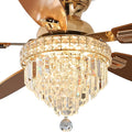 Crystal Ceiling Fan Fandelier with Lights-Ceiling Fans with Lights,50" Low Profile and Remote Control, Flush Mount, Reversible, Dimmable, Noiseless,Ceiling Fan for Bedroom（Gold）