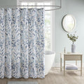 Madison Park Essentials Sofia Shower Curtain, Luxurious Botanical Print, Modern Serene Bathroom Décor, Machine Washable Bath Privacy Screen, 72x72, Multi Blue and Gray