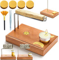DoubleFill 4 in 1 Palo Santo and Sage Holder, Incense Sticks and Candle Holder with 4 Wooden Cylindrical Bases, Natural Wood Burner Bowl for Yoga Meditation Spirituality Enthusiasts Thanksgiving Gift