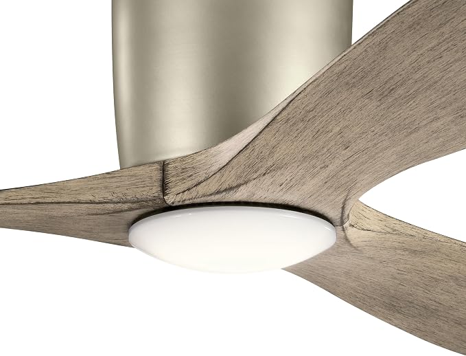 Kichler Volos 48” Indoor Ceiling Fan with LED Light and Wall Control in Brushed Nickel, Contemporary Ceiling Fan with Light, 300032NI