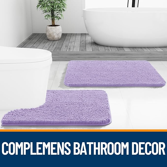 OLANLY Large Bathroom Rugs 40x32, Extra Soft Absorbent Chenille Bath Rugs, Rubber Backing Quick Dry, Machine Washable Bath Mats for Bathroom Floor, Tub and Shower, Home Decor Accessories, Lavender