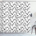 Ambesonne Forest Shower Curtain, Christmas Spirit Inspired Sketchy Reindeer Pine Trees Rabbits Animal Design, Cloth Fabric Bathroom Decor Set with Hooks, 69" W x 70" L, White Black
