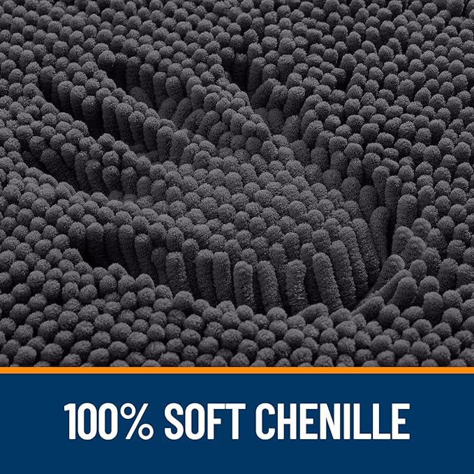 OLANLY Bathroom Rugs 36x24, Extra Soft Absorbent Chenille Bath Rugs, Rubber Backing Quick Dry, Machine Washable Bath Mats for Bathroom Floor, Tub and Shower, Home Decor Accessories, Dark Grey