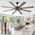 ZMISHIBO 65 Inch Oil Rubbed Bronze Ceiling Fans No Light with Remote, Indoor/Outdoor Farmhouse Ceiling Fan Without Light for Living Room Patio, 6 Speed Reversible Quiet DC Motor, Dual Finish Blades
