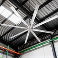 96 Inch Industrial Ceiling Fan Without Light, Brushed Nickel Outdoor Model for Covered Areas, 8 Aluminum Blades, Powerful Airflow, Modern No-Light Design, CF04NBN-96