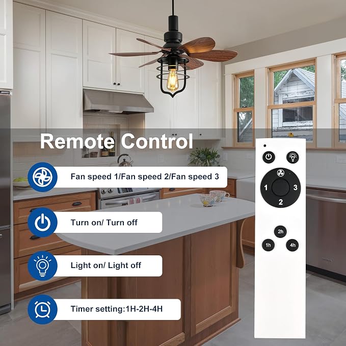 Garwarm 20IN Ceiling Fans with Lights, Socket Fan Light with Remote, Screw in Ceiling Fan in Light Socket Small Ceiling Fan for Garage,Bedroom, Kitchen, Living Room(Bulb not Included)