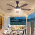 52 Inch Ceiling Fan with Light and Remote, 6 Speeds Reversible DC Motor Ceiling Fans for Bedroom Living Room Patio, 3CCT Dimmable LED, 5 Wood Blades, Downrod Mount, Sloped Ceiling Compatible