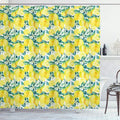 Ambesonne Modern Shower Curtain, Watercolor Paintbrush Lemons with Murky Effects Image, Cloth Fabric Bathroom Decor Set with Hooks, 69" W x 75" L, Forest Green Yellow