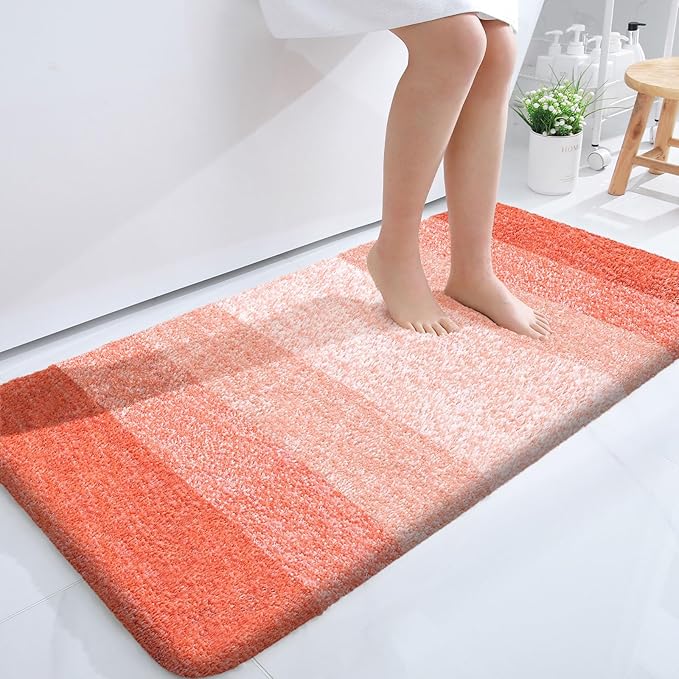 OLANLY Large Bathroom Rugs Mat 50x30, Extra Soft Absorbent Microfiber Bath Rugs, Rubber Backing, Quick Dry, Machine Washable Bath Mats for Bathroom Floor, Tub and Shower, Home Decor Accessories, Coral