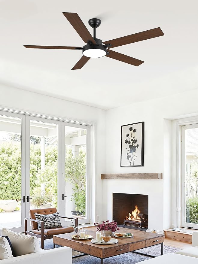 ZMISHIBO 60 Inch Ceiling Fans with Lights, Smart Remote/APP Control, Modern Ceiling Fan with 6 Speeds & 3CCT, Dimmable 30W LED, Quiet DC Motor, Noiseless for Living Room, Bedroom, Kitchen, Black