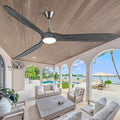 AUNLPB Ceiling Fan with light, 70 inch Outdoor Ceiling Fans for Patio with light Damp Rated, Large Wood Ceiling Fan for Indoor, Extior, Commercial, High CFM Propeller Ceiling Fans, Nickel color+gray