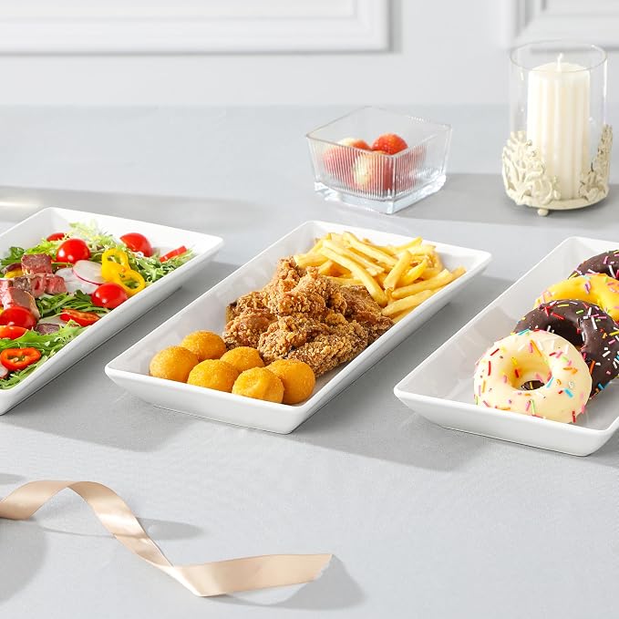 MALACASA 3 Tier Serving Trays for Party, 12 Inch Porcelain White Trays for Serving Food, Dessert Stand with Collapsible Gold Metal Rack | Tiered Serving Stand for Party, Fruit Tray, Trays for Serving Food, Dessert Stand with Collapsible Sturdier Gold M...