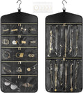 CHICECO Travel Jewelry Holder Organizer,Hanging Jewelry Organizer Storage With Zippered Pockets for Cloest,Wall,Door,Jewelry Holder for Earrings, Necklaces（Upgrade Black）