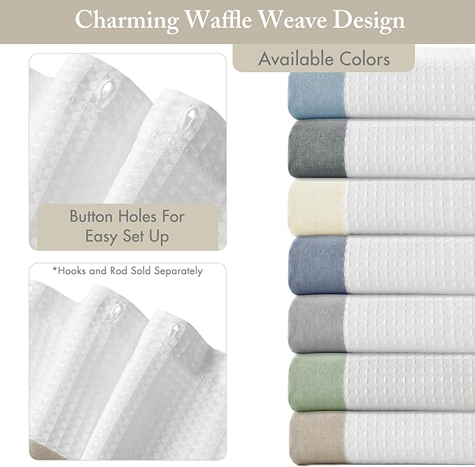 Madison Park Shower Curtain Waffle Weave Striped Pieced Design Fabric Shower Curtain for Bathroom with 3M Scotchgard Moisture Management Premium Spa Quality Modern Standard 72"x72" Taupe