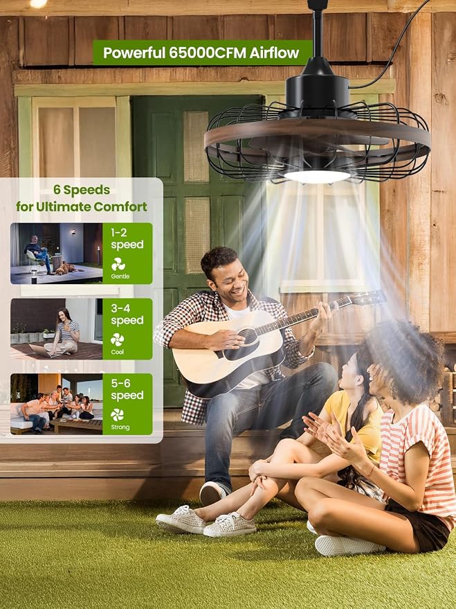 18 Inch Outdoor Ceiling Fans with Light for Patios,Ceiling Fan Smart APP & Remote Control, 6 Speeds, 3 Color Temperatures, Gazebo Lights Outdoor Ceiling Fans for Patio Waterproof,Porch