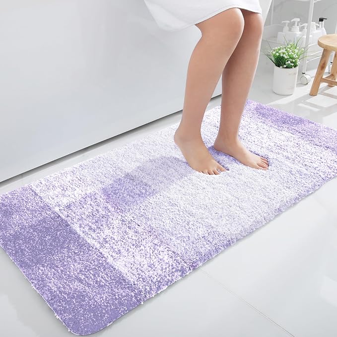 OLANLY Large Bathroom Rugs Mat 40x24, Extra Soft Absorbent Microfiber Bath Rug, Rubber Backing, Quick Dry, Washable Bath Mats for Bathroom Floor, Tub and Shower, Home Decor Accessories, Light Purple