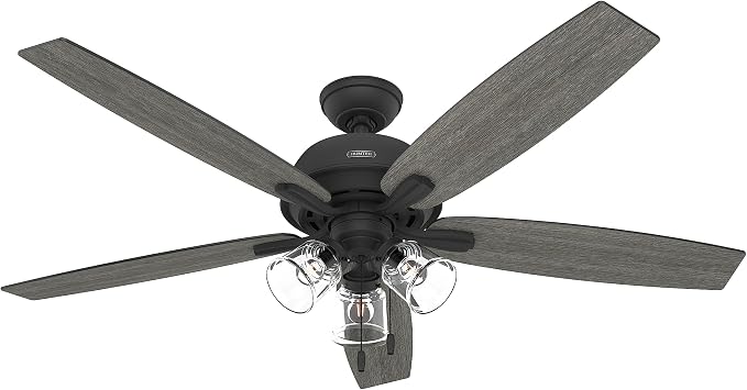 Hunter Dondra, Indoor, Ceiling Fan, with LED Lights, 60 inch, Matte Black