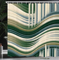 Ambesonne Striped Shower Curtain, Abstract Print Horizontal and Vertical Monochromatic Waves Stripes, Cloth Fabric Bathroom Decor Set with Hooks, 69" W x 84" L, Evergreen Blue Grey Beige