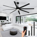 Conciseer Modern Ceiling Fans with Lights, 84 Inch Ceiling Fan with Light and Remote,Living Room Library Cafe Outdoor/Industrial, 3CCT 8 Blades 6 Speed Reversible Quiet DC Motor, Black/A