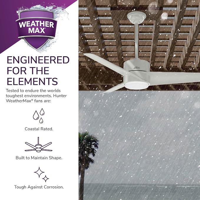 Hunter Havoc, Outdoor or Indoor, Ceiling Fan, Quiet, 54 inch, Fresh White