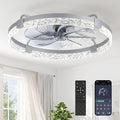 ZMISHIBO 24 Inch Flush Mount Ceiling Fan with Light, Bladeless Low Profile Enclosed Fan for Bedroom Kids Room, 6 Speeds Reversible DC Motor, 3CCT Dimmable Smart App Control
