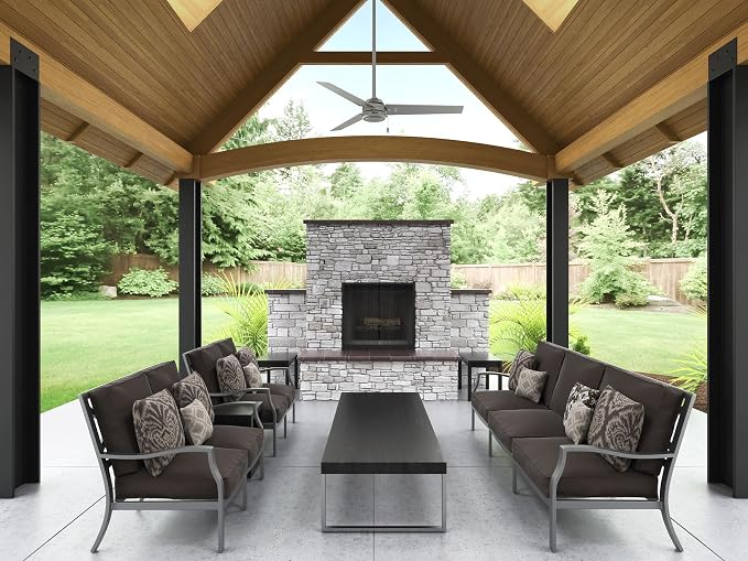 Hunter Cassius, Outdoor or Indoor, Ceiling Fan, 52 inch, Matte Silver | No Light, Standard Mount, Pull Chain, 3 Blades, For Living Room, Patio, Porch, Garage, 59262