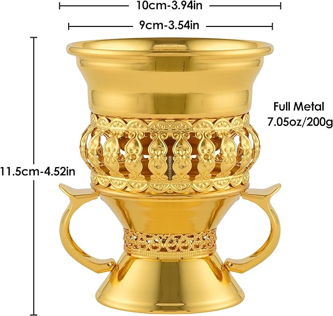 Bakhoor Burner Set Tray, Frankincense Resin Burner, Charcoal insencents Burner, Metal Incense Censer for Yoga Spa Meditation, with Cone Incense Holder and Tongs(Glod)