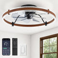 LEDIARY 24" Ceiling Fans with Lights and Remote, Low Profile Ceiling Fan with Light, 3000-6000K Dimmable Fandelier Ceiling Fans, Modern Flush Mount Fan Light for Bedroom with 6 Wind Speeds - Walnut