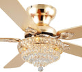 GJeg Crystal Ceiling Fan Fandelier with Lights-Ceiling Fans with Remote Control,Modern Ceiling Fan with Noiseless DC Reversible Motor,Dining Room,Living Room(52" Gold)