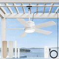 Fanbulous 42" Outdoor Ceiling Fan with Light and Remote, IP65 Waterproof, Plug-in Design with 10FT Cord, 6-Speeds, 3CCT, Hook Hanging Fan for Gazebo Patio Porch Garage Canopy(White)