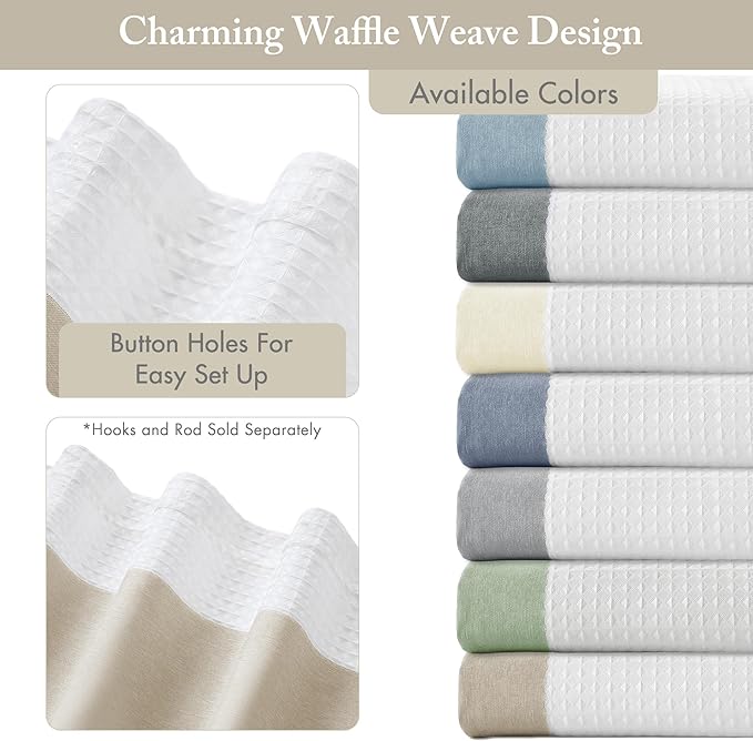 Madison Park Shower Curtain, Waffle Weave, Pieced Design Fabric Shower Curtain with 3M Scotchgard Moisture Management, Premium Spa Quality Modern Shower Curtains for Bathroom, Tall 72"x84" Taupe