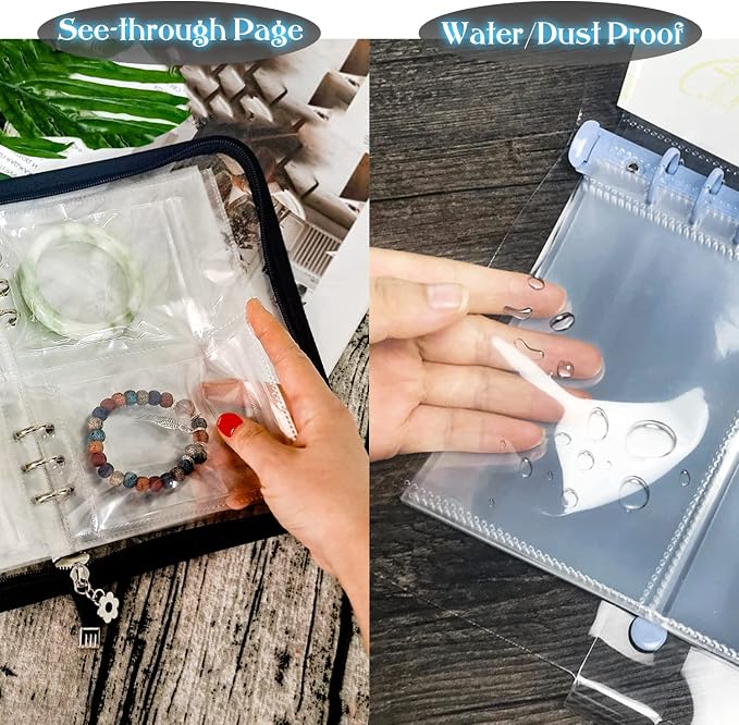 Clear Double-Sided Refill Inner Pages for Transparent Jewelry Storage Book 6 Ring Binder, 24 Sheets 96 Pockets